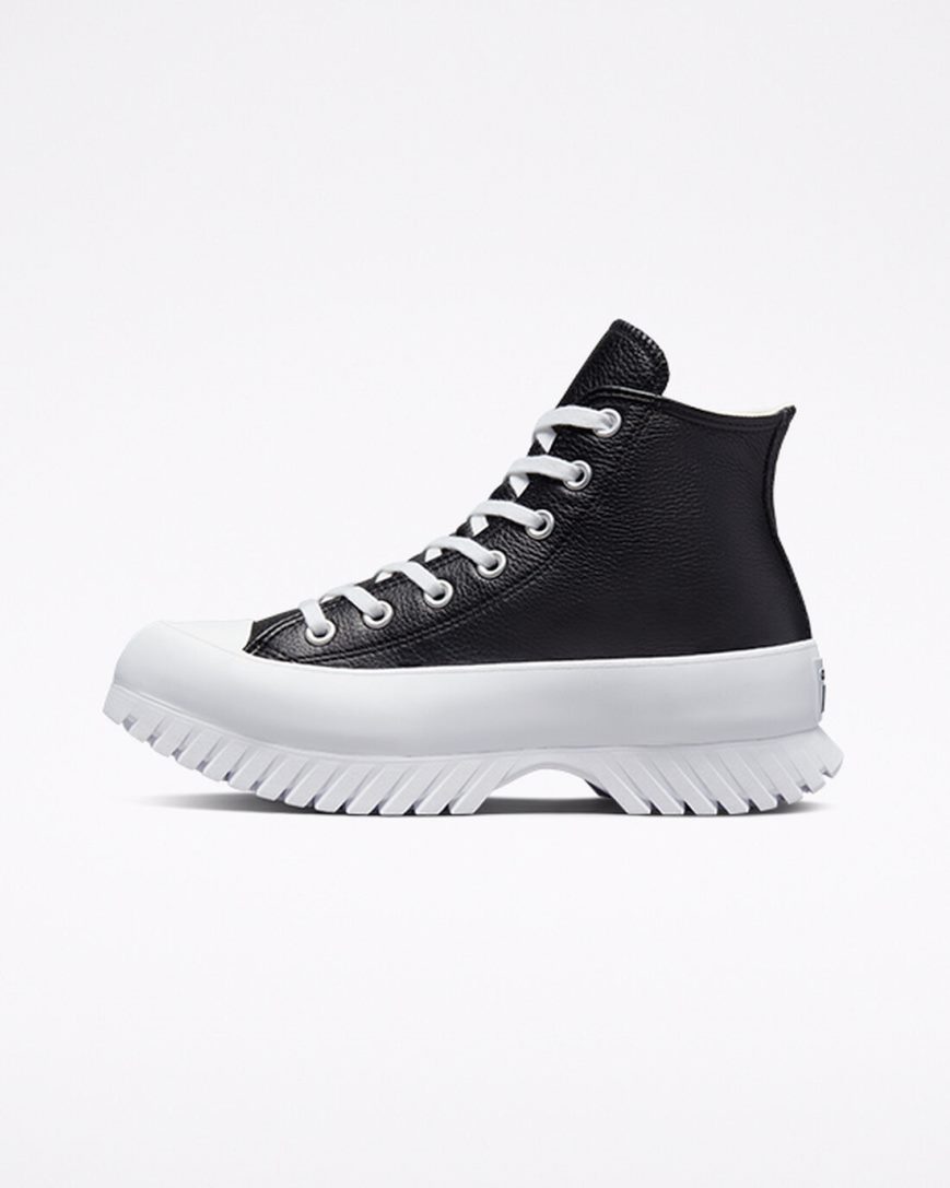 Pánské Boty Vysoké Converse Chuck Taylor All Star Lugged 2.0 Læder Černé Bílé | CZ NHFP62